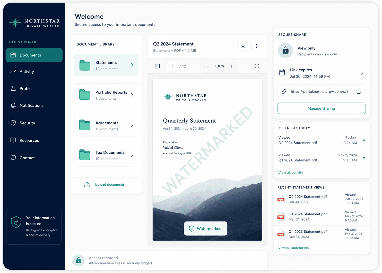 Wealth Management workflow inside DocHubX.